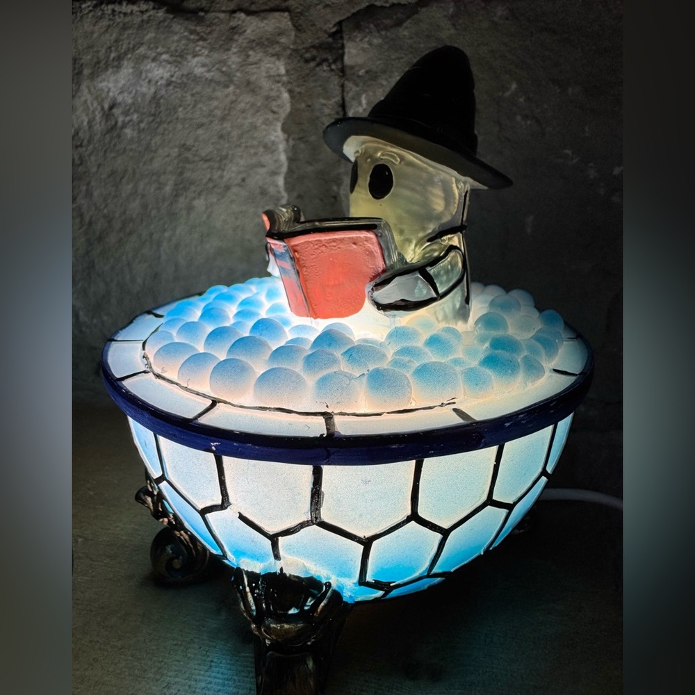 New Halloween Ghost in Bubble Bath Bathtub Resin USB Night Light Lamp - 5” - Picture 2 of 12